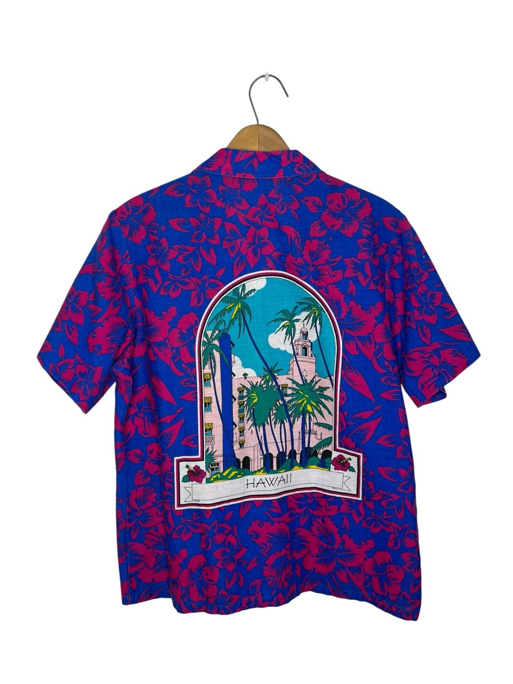 Vintage 80s Cheryl Tiegs Hawaii Hawaiian Shirt Royal Hawaiian Hula Girl M